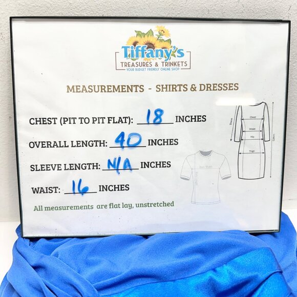 Davids Bridal Dress Womens 14 Blue Sleeveless V-Neck Ruched Waist Knee-Length - Picture 5 of 8